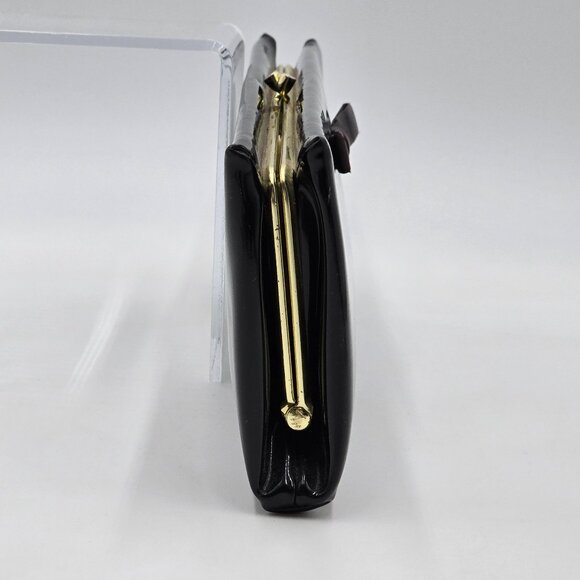 Henry Levine – Vintage Black Patent Clutch / Handbag with Bow Accent - Picture 3 of 16